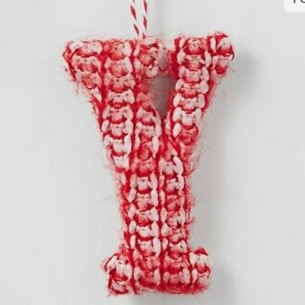 Wondershop Letter Y Chunky Knit Monogram Christmas Tree Ornament in Red/White